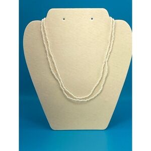 Elegant Double Strand Faux Pearl Beaded Necklace Gold Tone Lobster Clasp